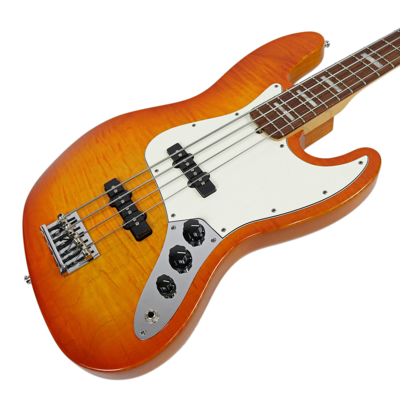 2012 Fender American Select Jazz Bass Amber Flame Finish | Cream