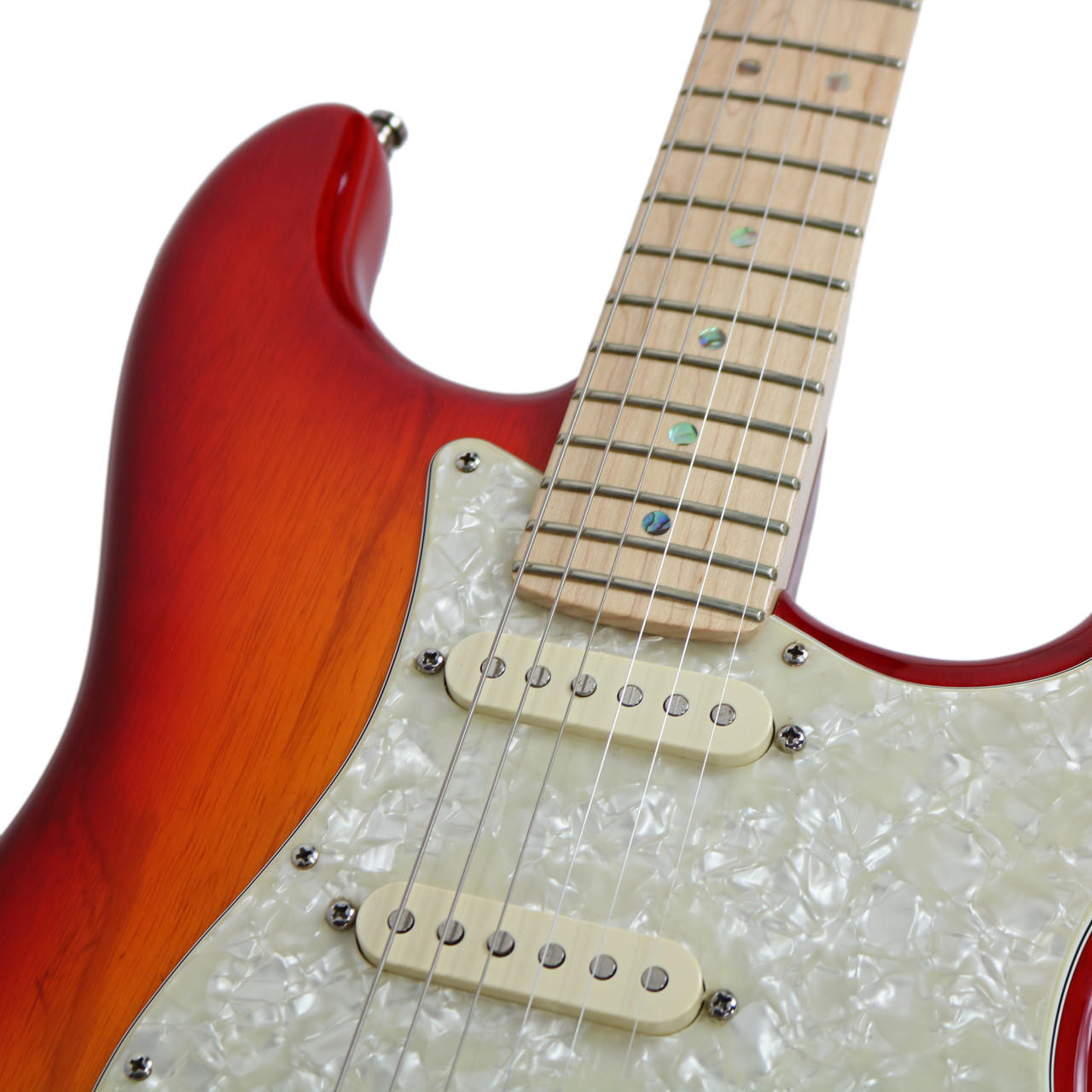 2009 Fender American Deluxe Stratocaster Cherry Sunburst | Cream