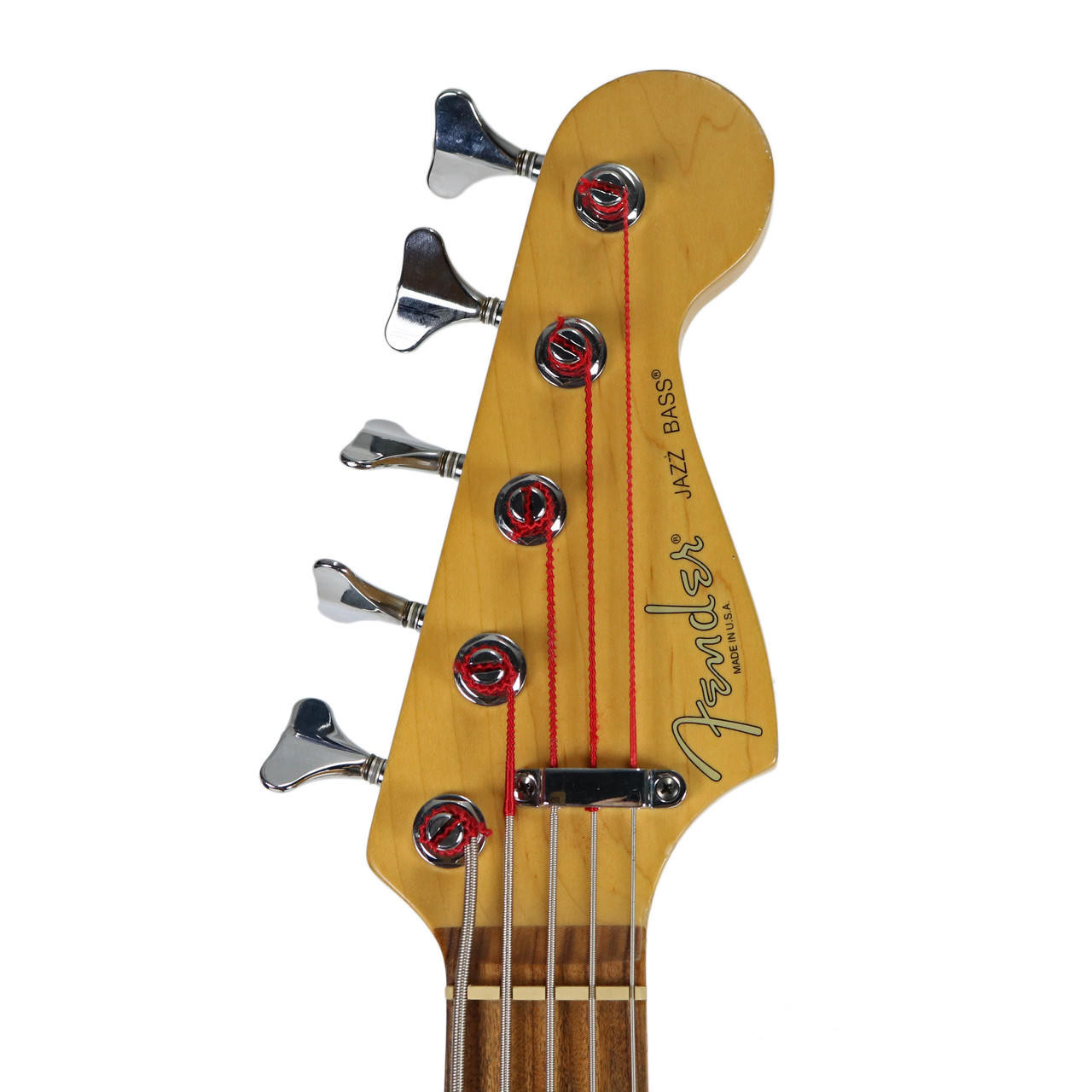 1996 Fender American Deluxe Jazz Bass V Candy Apple Red | Cream