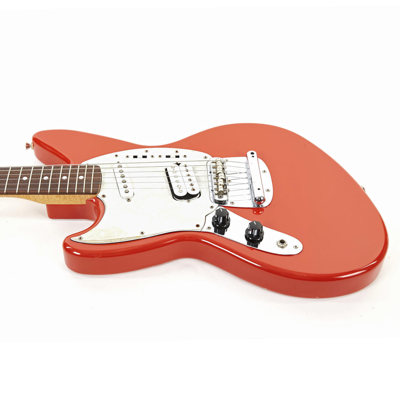 1996 MIJ Fender Jag-Stang Left Handed Electric Guitar Fiesta Red