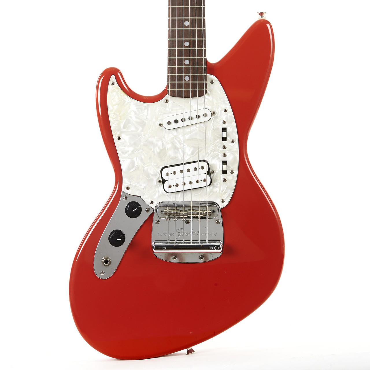 1996 MIJ Fender Jag-Stang Left Handed Electric Guitar Fiesta Red