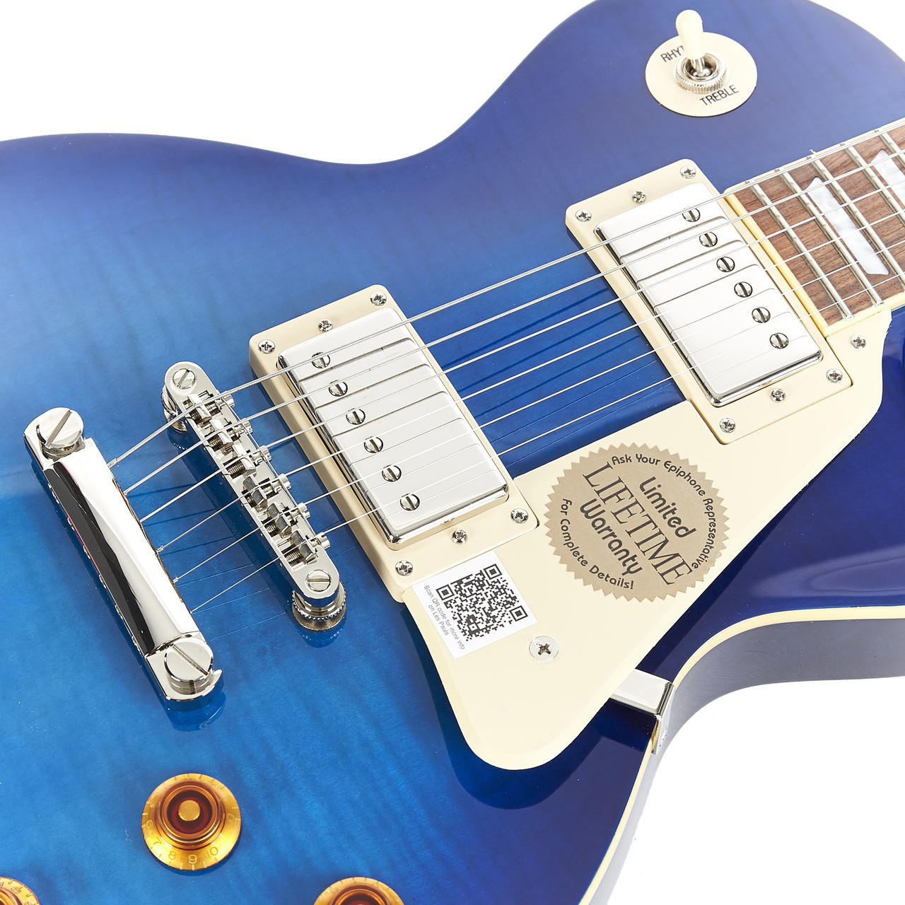 Used Epiphone Les Paul Standard Pro Plus Top in Trans Blue | Cream