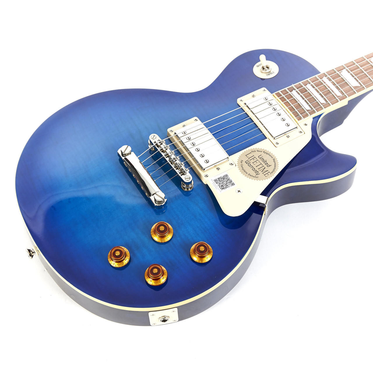 Used Epiphone Les Paul Standard Pro Plus Top in Trans Blue | Cream