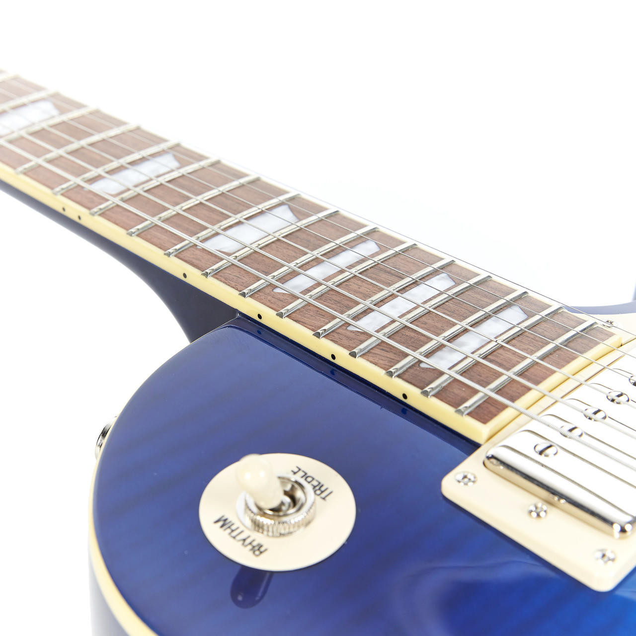 Used Epiphone Les Paul Standard Pro Plus Top in Trans Blue | Cream