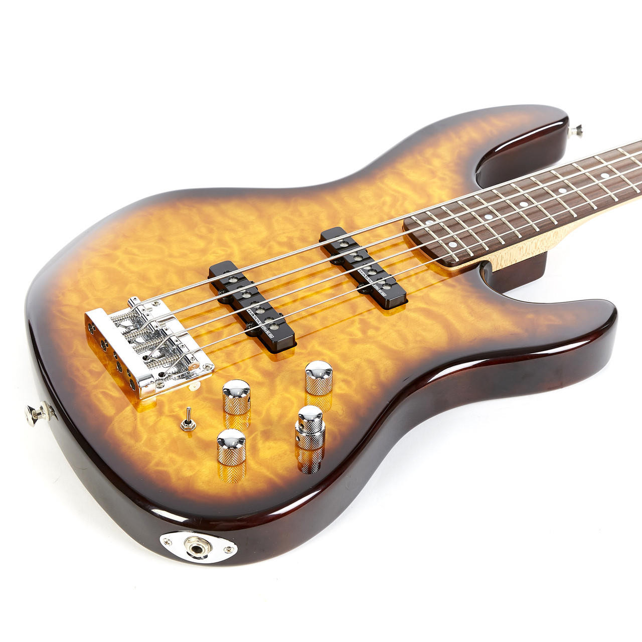 Used Fender Deluxe Jazz Bass 24 Quilt Top Tobacco Sunburst 2005