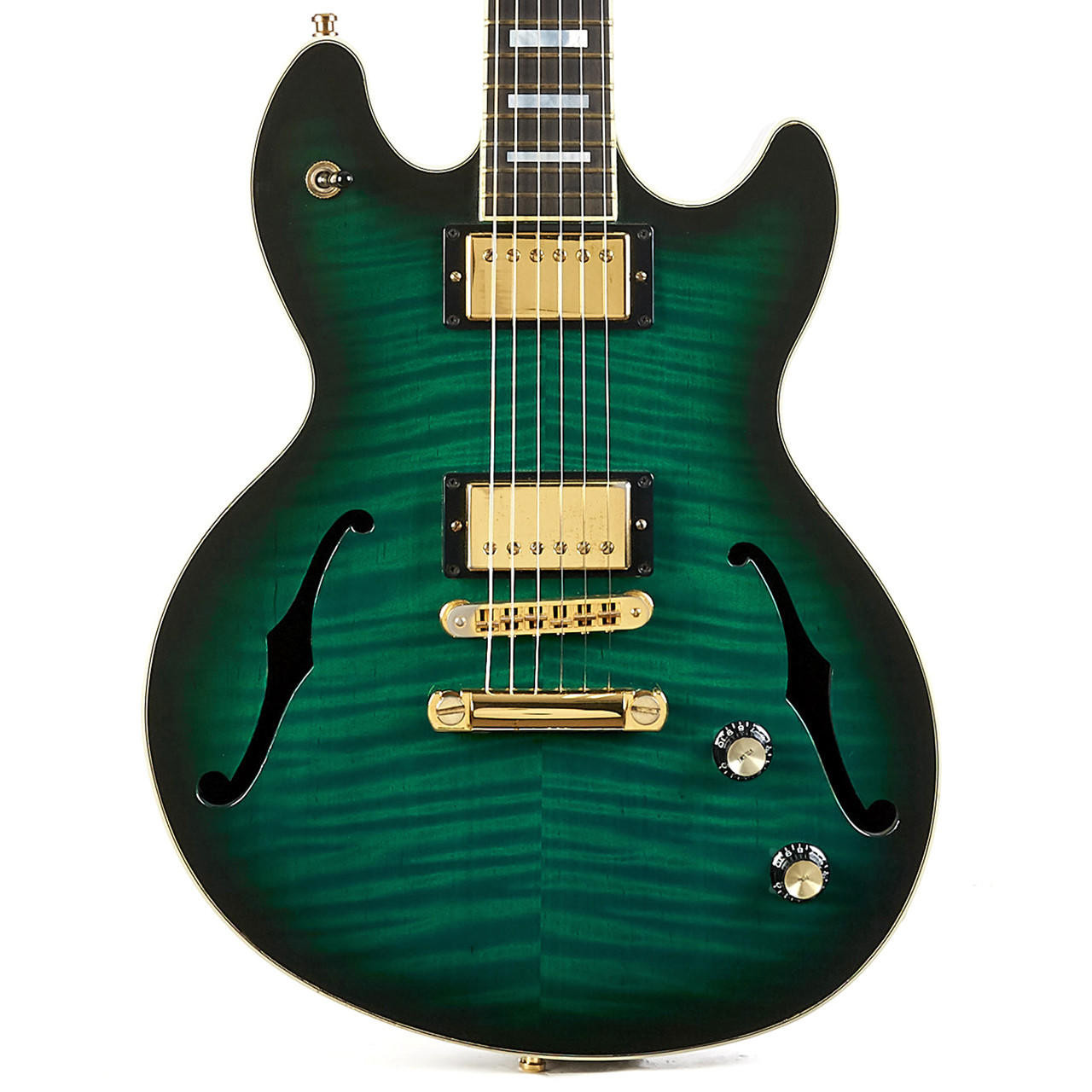 Used Gibson Vegas High Roller Green Burst Flame Top 2006 | Cream