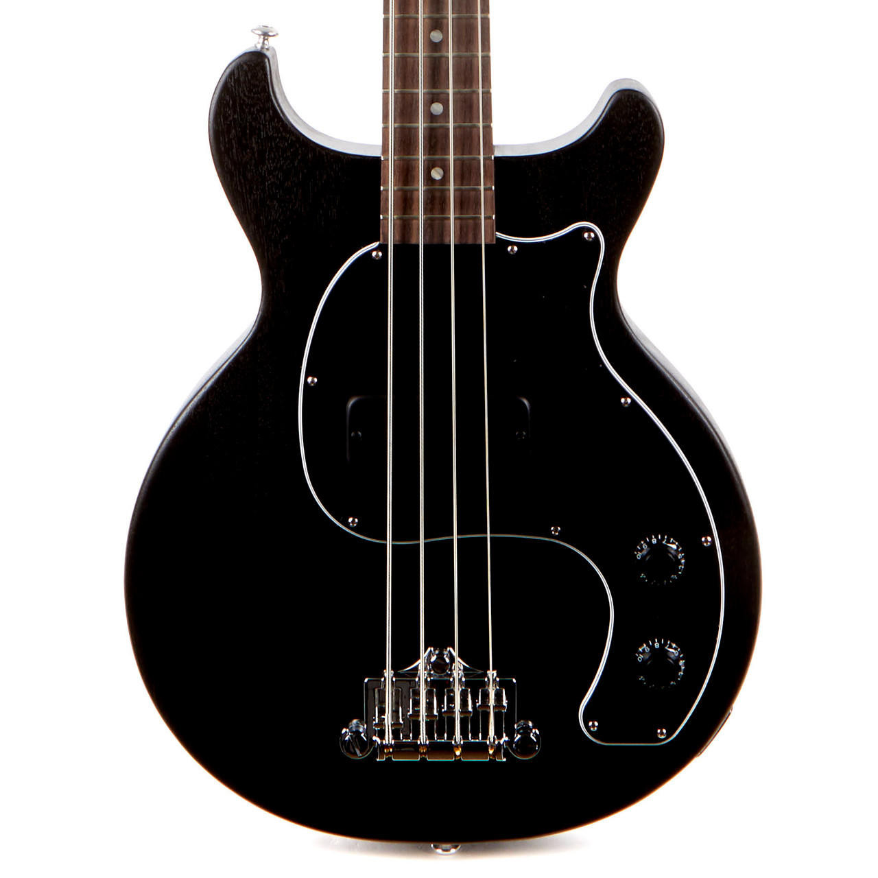 Used Gibson Les Paul Junior Tribute DC Bass - Worn Ebony | Cream