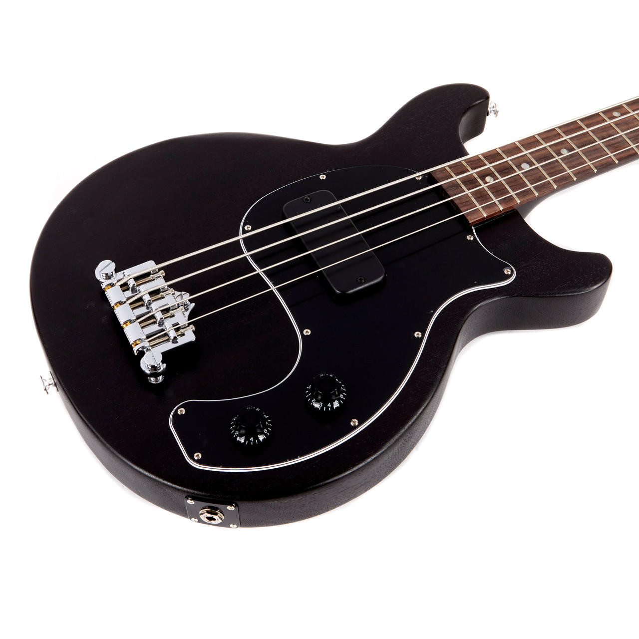 Used Gibson Les Paul Junior Tribute DC Bass - Worn Ebony | Cream