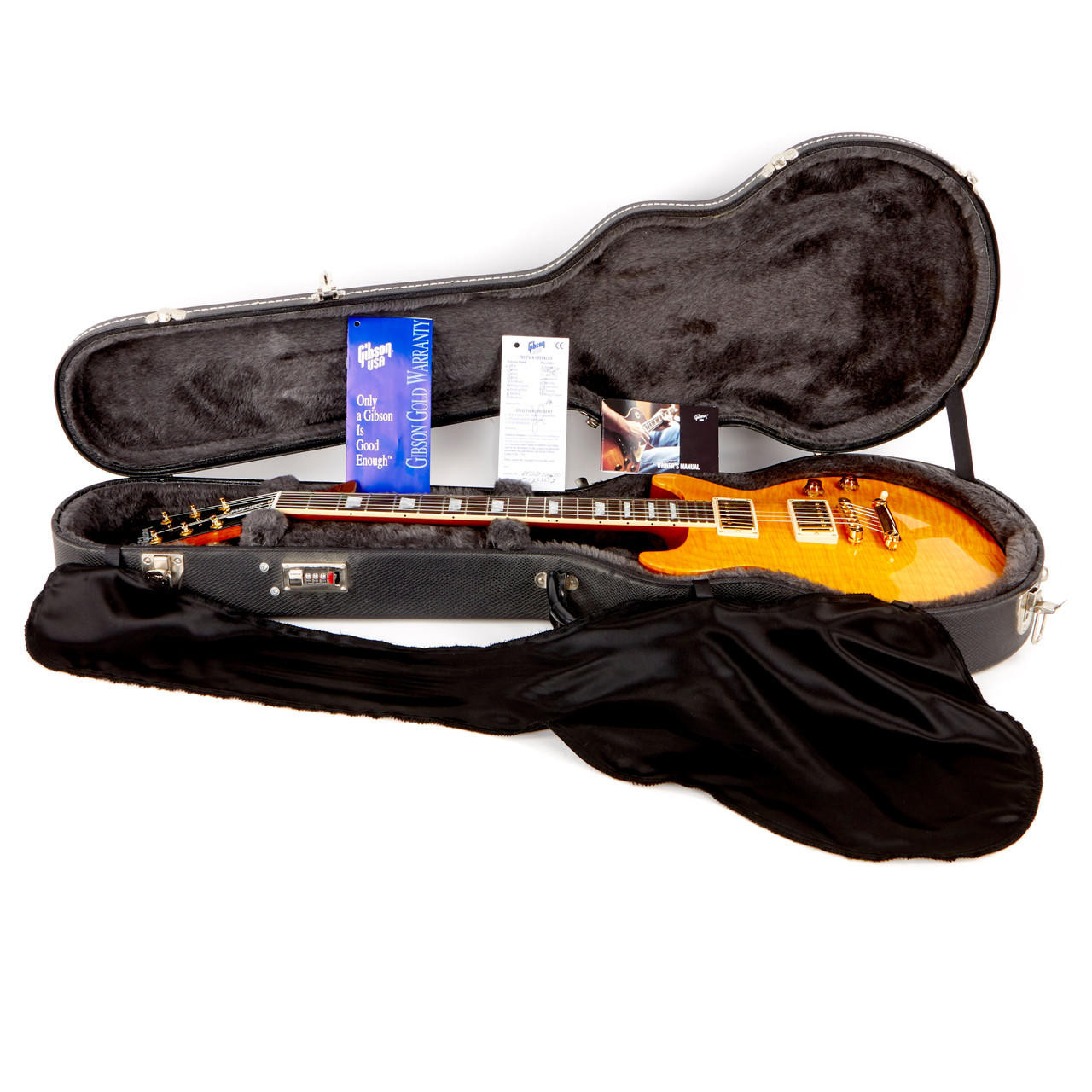Used Gibson Les Paul DC Double Cut Standard Trans Amber Flame Top