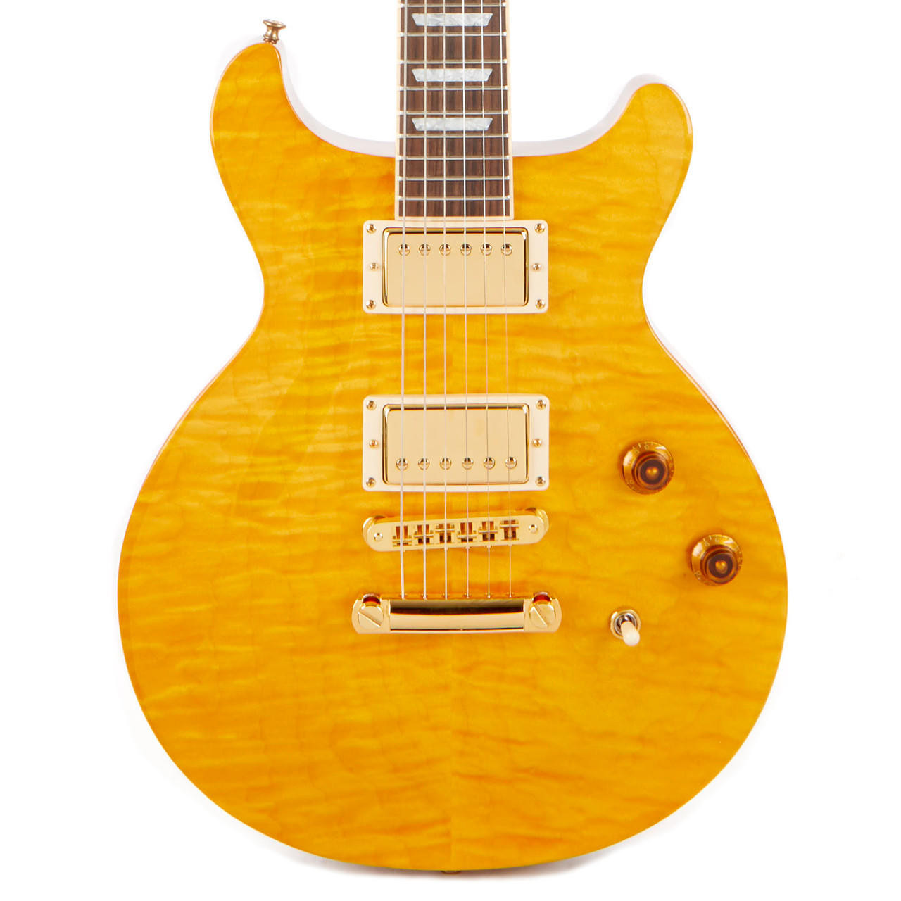 Used Gibson Les Paul DC Double Cut Standard Trans Amber Flame Top