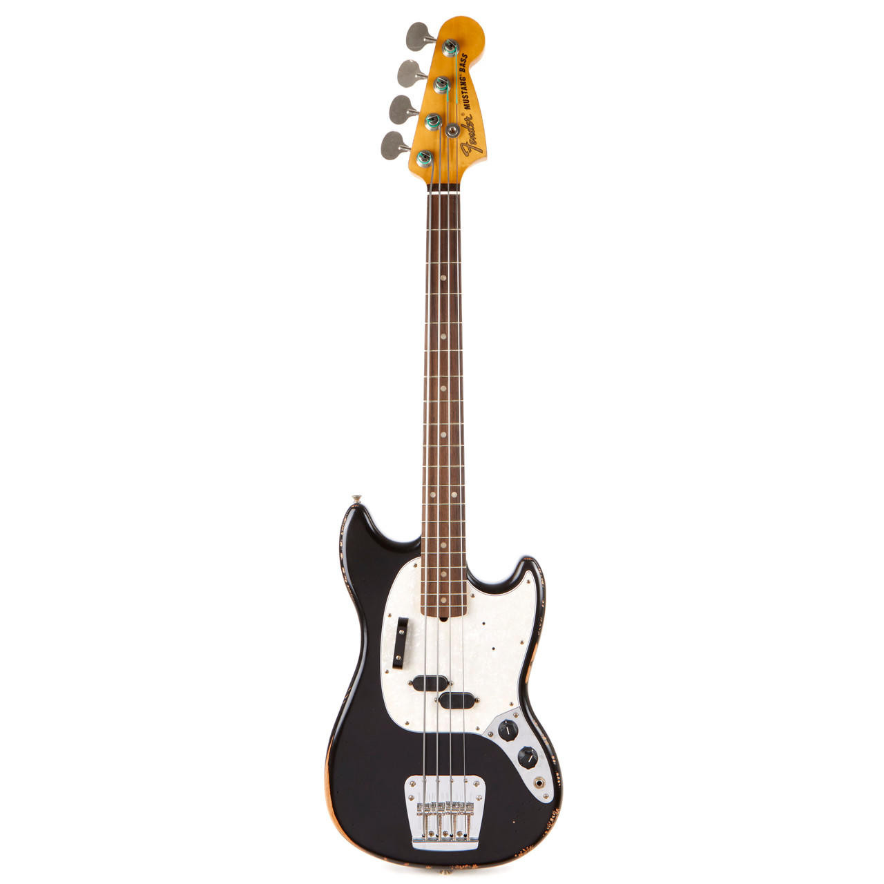 ベース Fender Mustang Bass RW SBL Fender Justin Meldal-Johnsen Road Worn Mustang Bass - Black