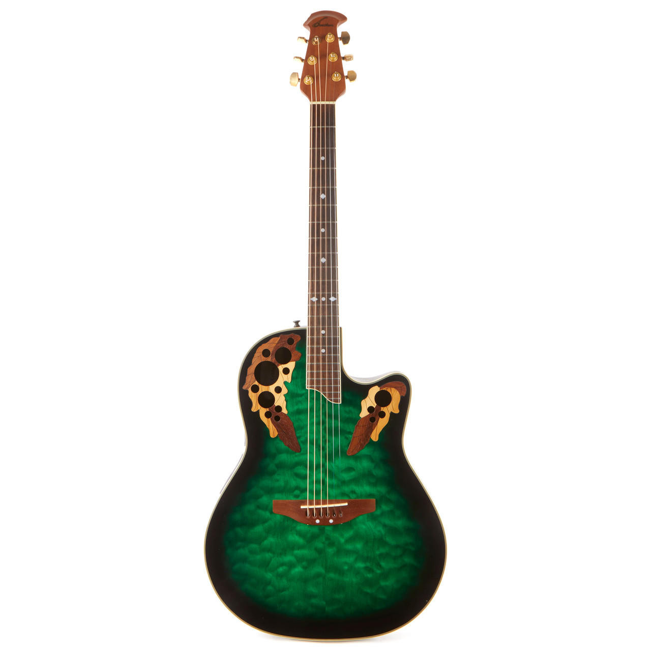Used Ovation Celebrity CS247 Quilt Top Green Burst | Cream City Music