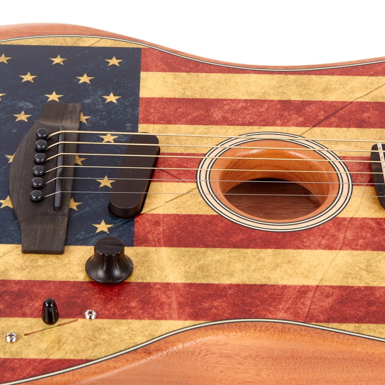 Fender American Acoustasonic Stratocaster - USA Flag Print | Cream