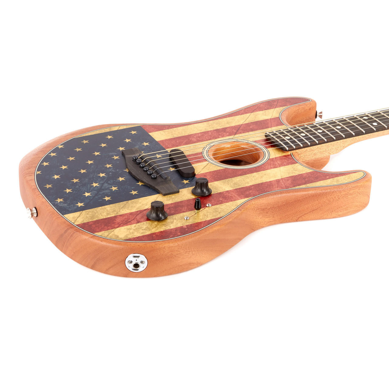 Fender American Acoustasonic Stratocaster - USA Flag Print | Cream