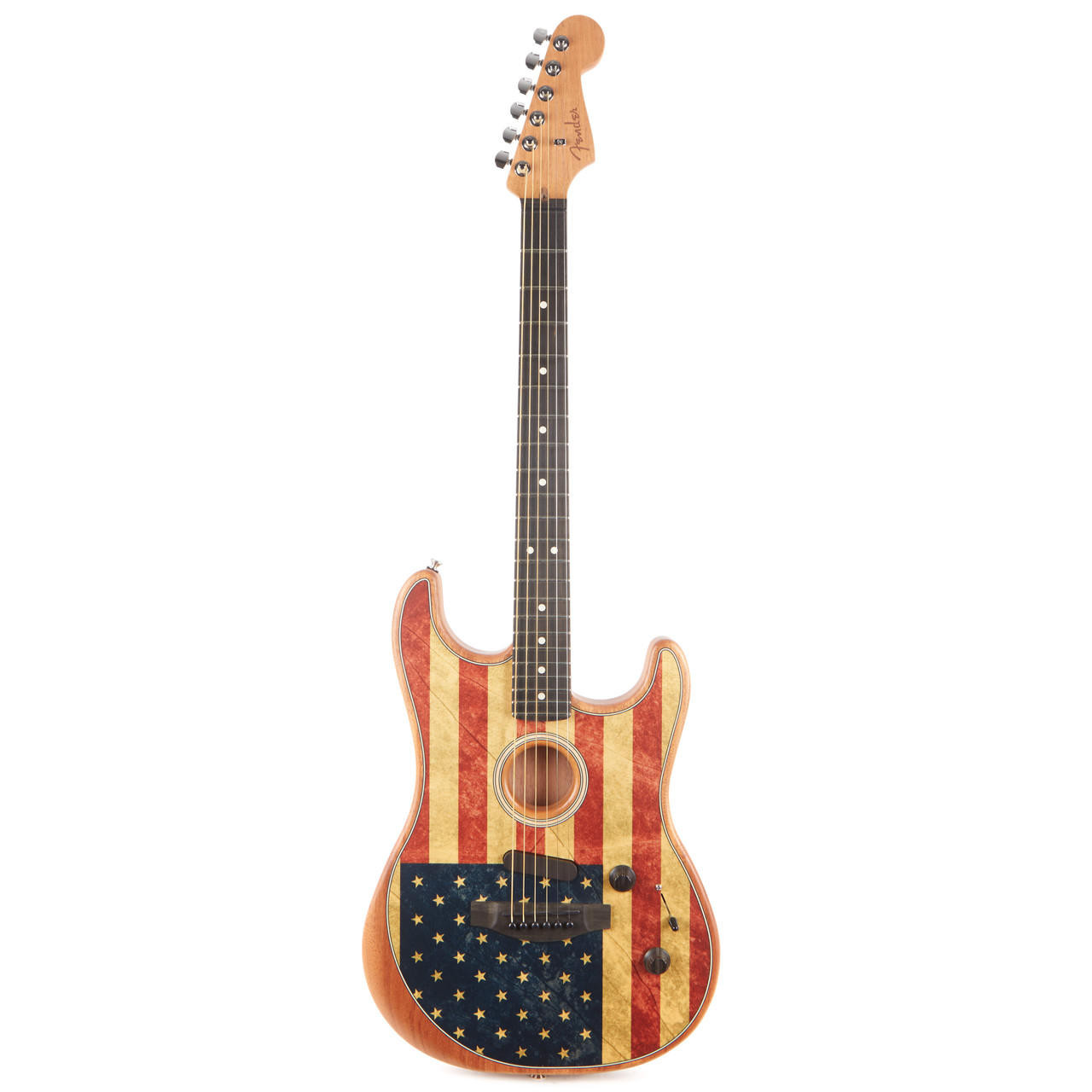 Fender American Acoustasonic Stratocaster - USA Flag Print | Cream