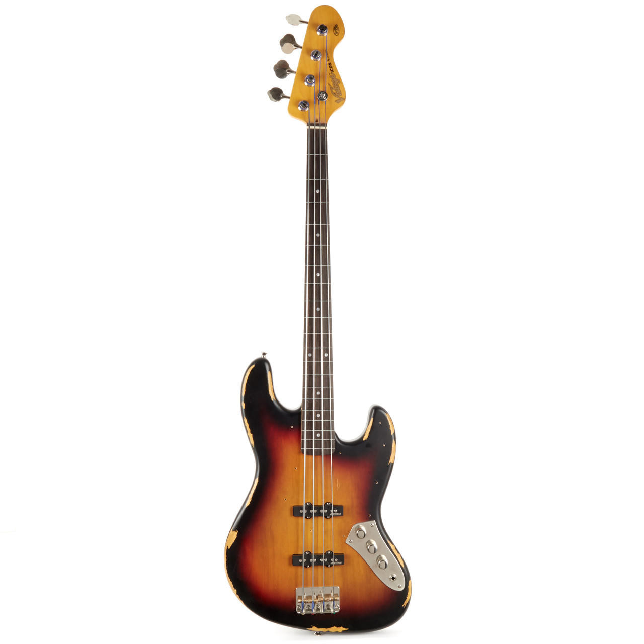 Used Vintage Icon Series VJ74 Fretless J-Bass Style Sunburst