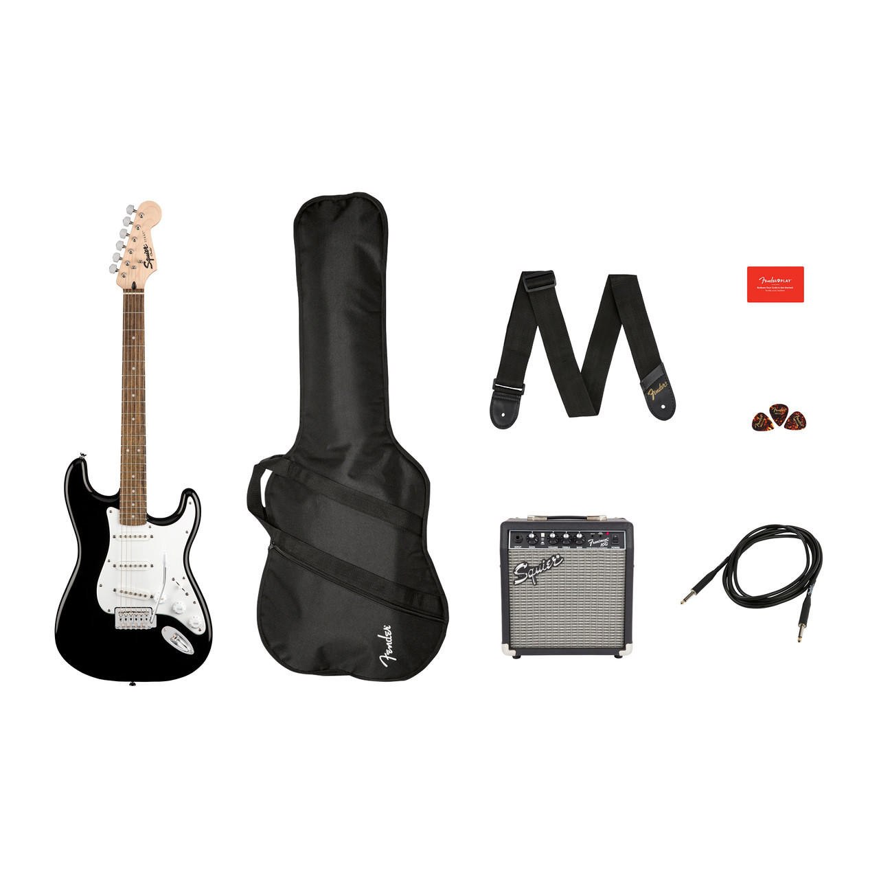 B*B様 Squier Stratocaster ケース付き、アクセサリー Squier Stratocaster Pack - Black | Cream City Music