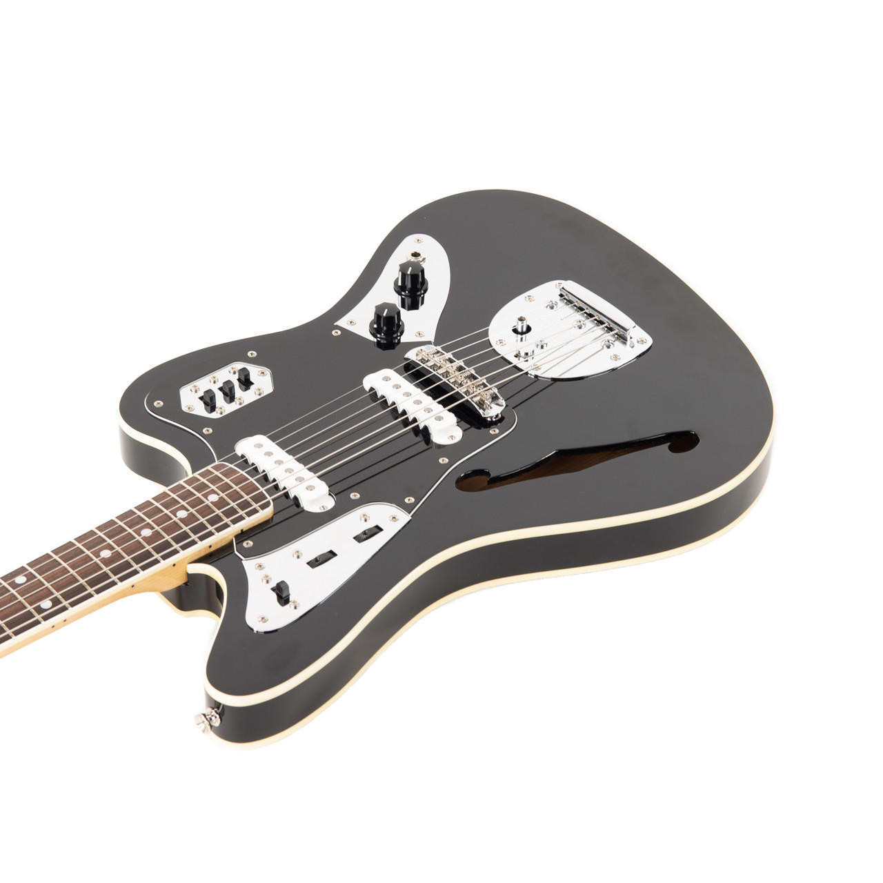 Used Fender Special Edition Jaguar Thinline MIJ Black 2012 | Cream