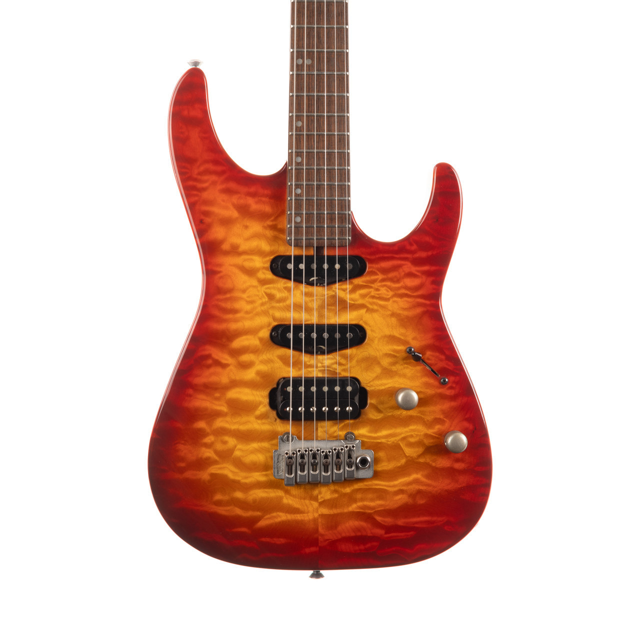 Used Washburn USA Solidbody Electric Quilted Maple Cherry Sunburst