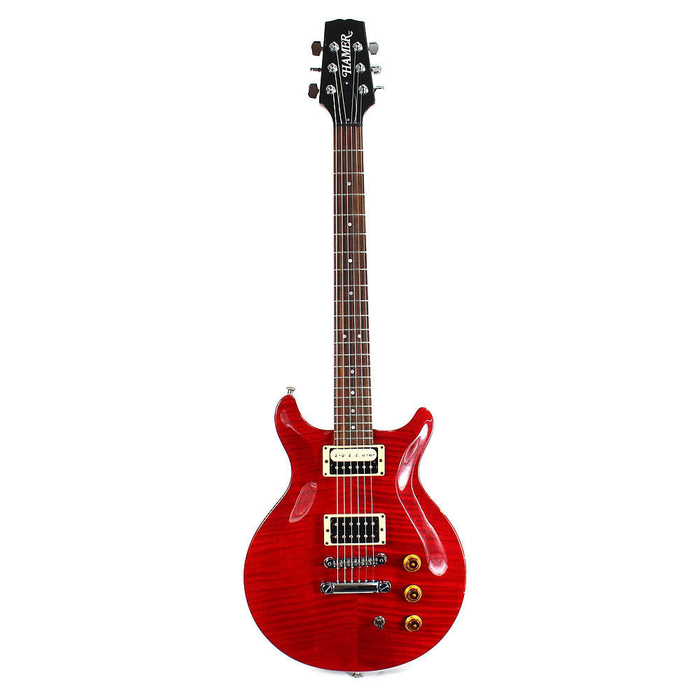 1993 USA Hamer Studio Electric Guitar Flame Top Trans Cherry