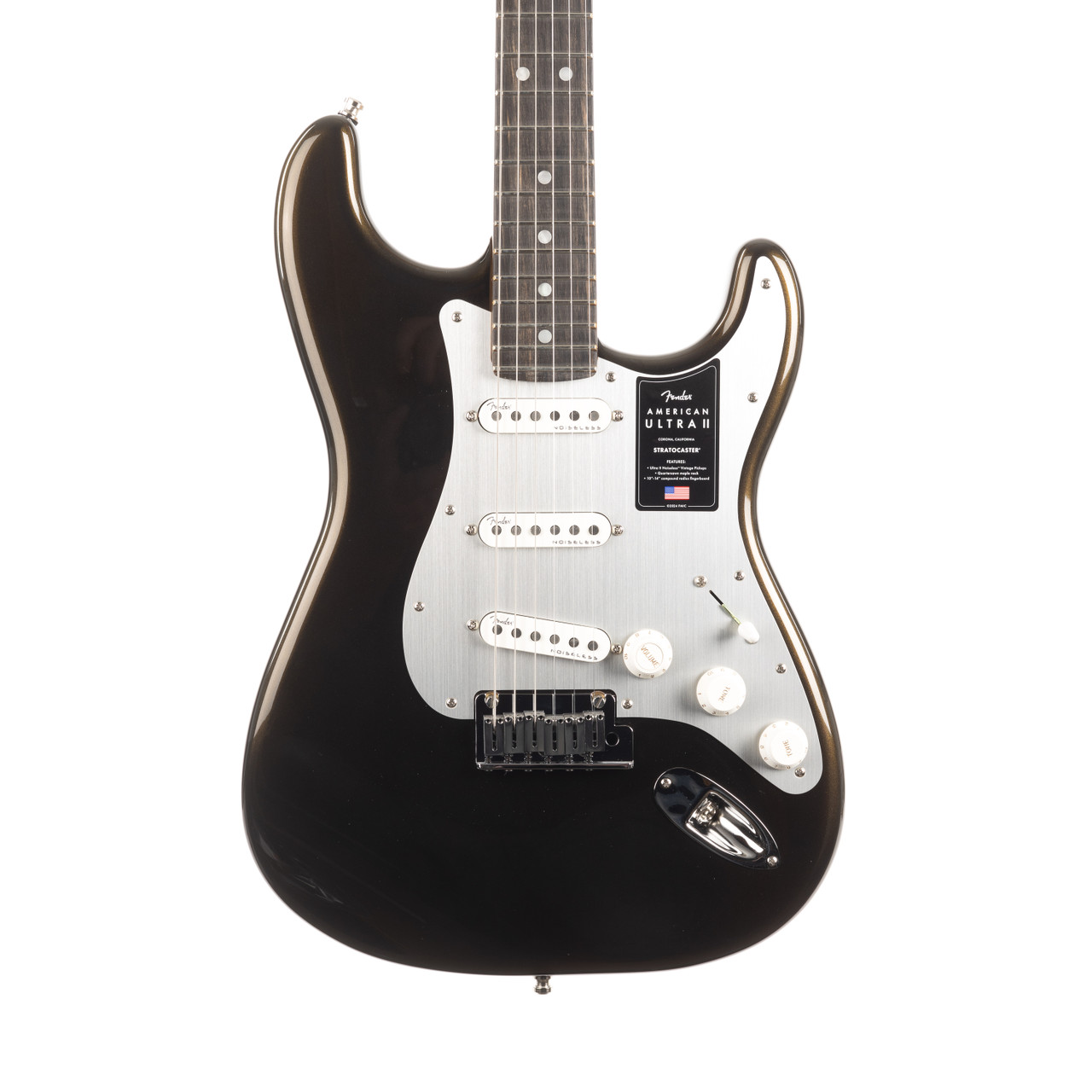 Fender American Ultra II Stratocaster Ebony - Texas Tea | Cream