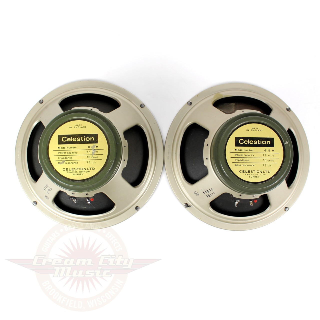Vintage Pair 1969 Pre-Rola Celestion G12M Greenback T1511 Speakers
