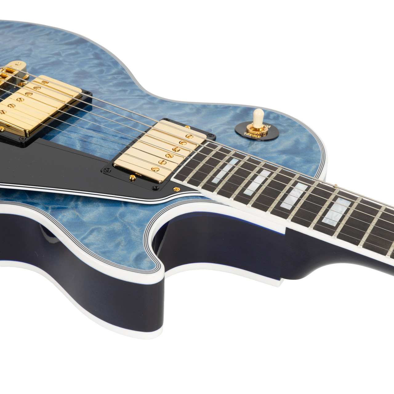Gibson Custom Les Paul Custom 5A Quilt Top - Ocean Blue | Cream