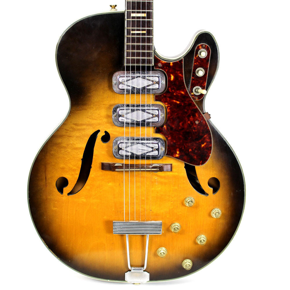 Vintage 1960s Silvertone Model 1454 Hollow Body Electric Guitar