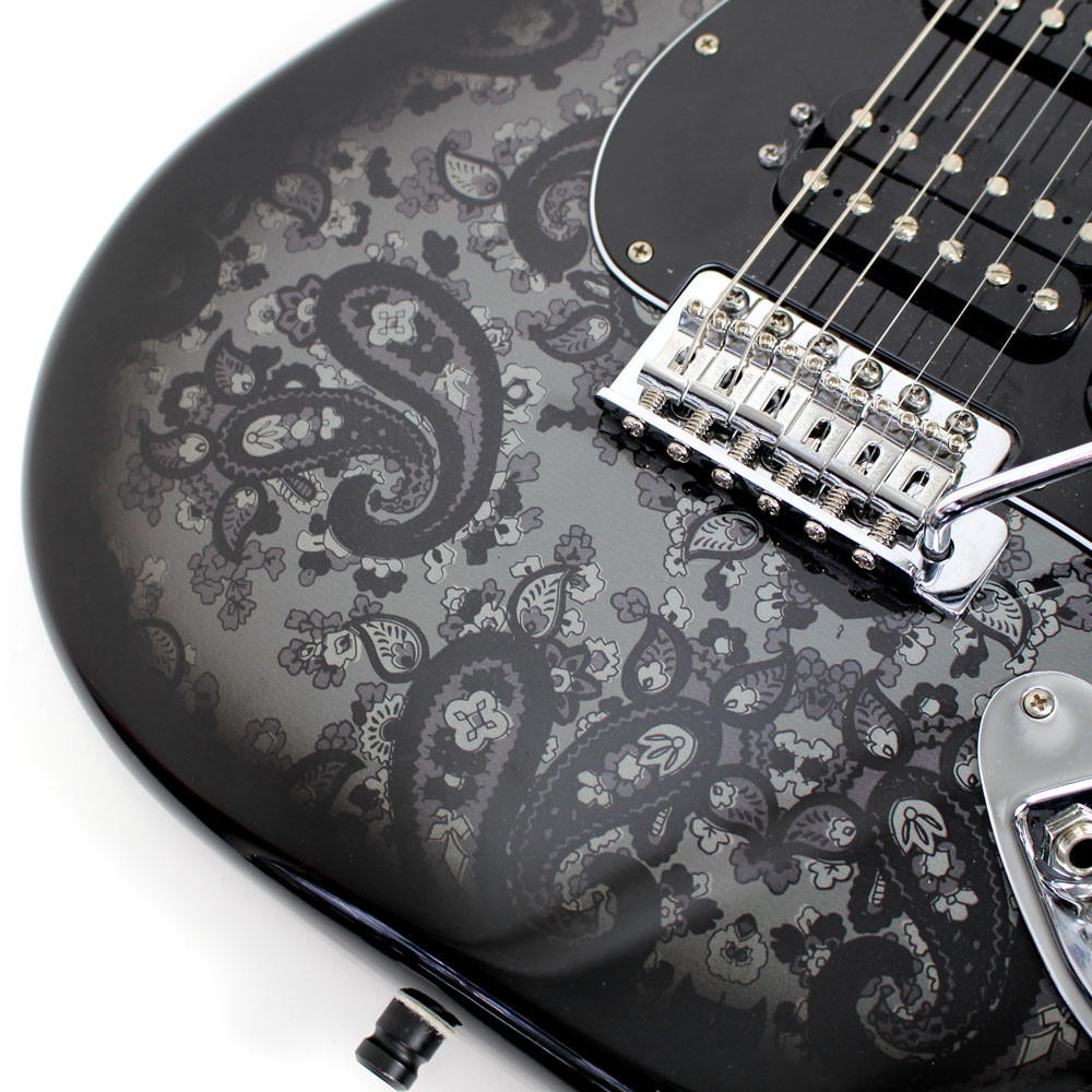 2012 Fender MIM Paisley Stratocaster Electric Guitar in Black