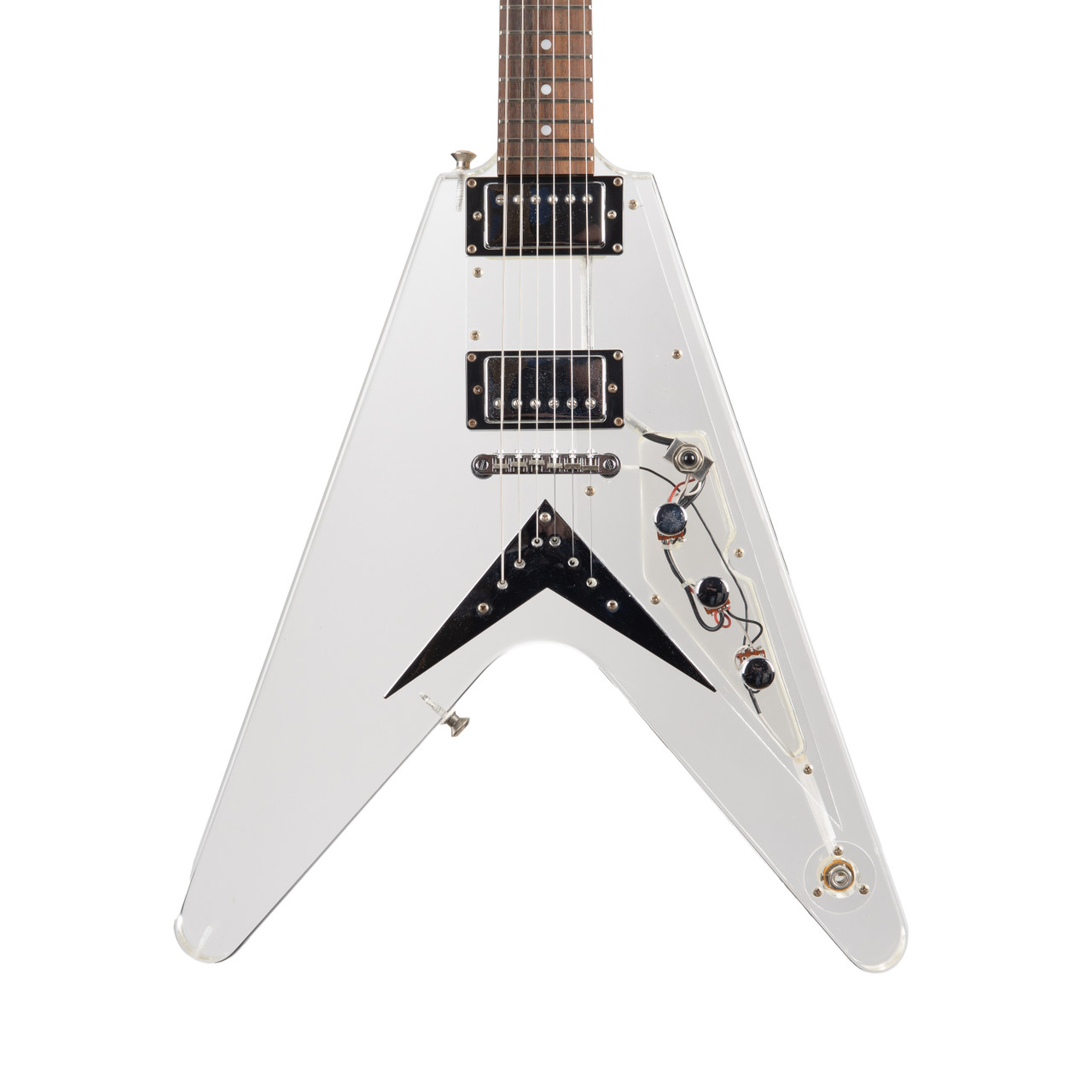 フライングV JUNO コリーナ風 希少モデル 変形ギター　Flying V Used Juno Flying V Clear Acrylic Polymer Lucite | Cream City Music