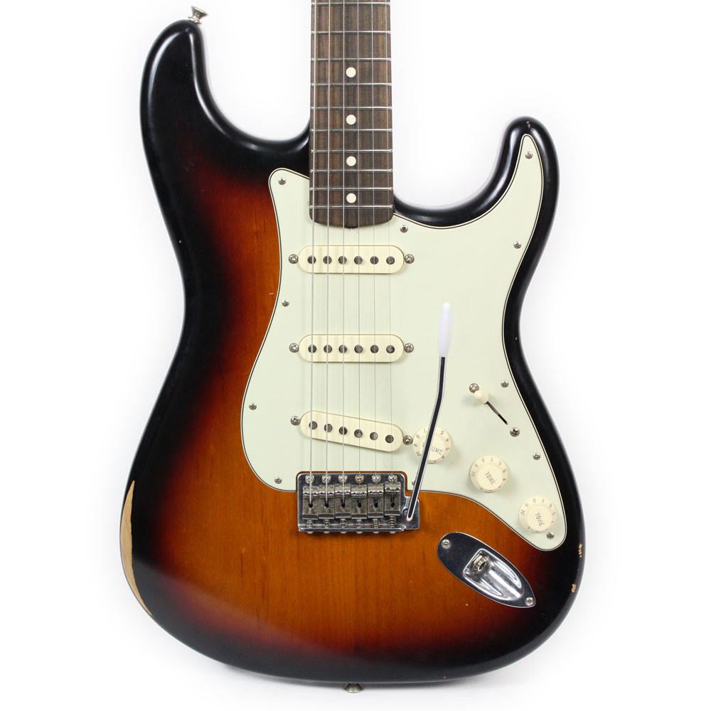 2014 Fender MIM Road Worn Stratocaster Electric Guitar in Sunburst