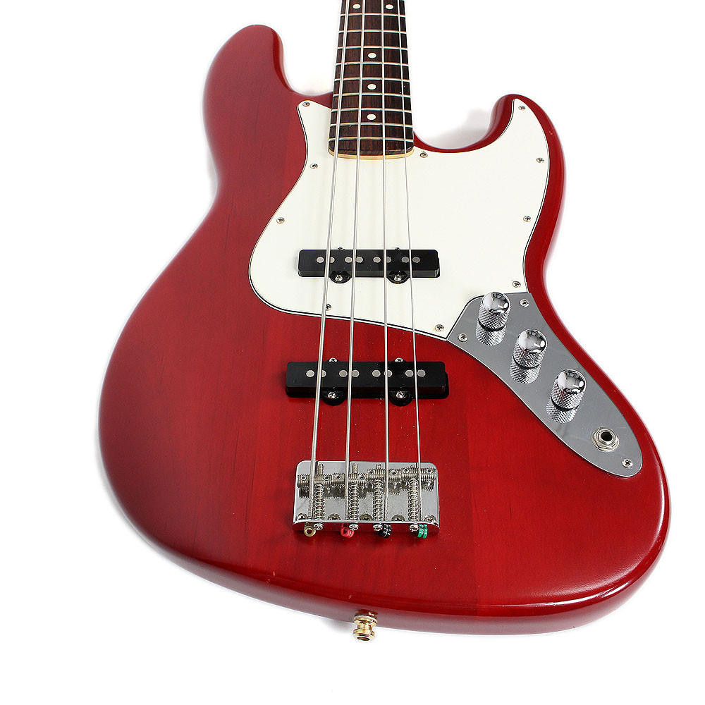 2004 Fender USA Made Jazz Bass Guitar in Translucent Red Finish