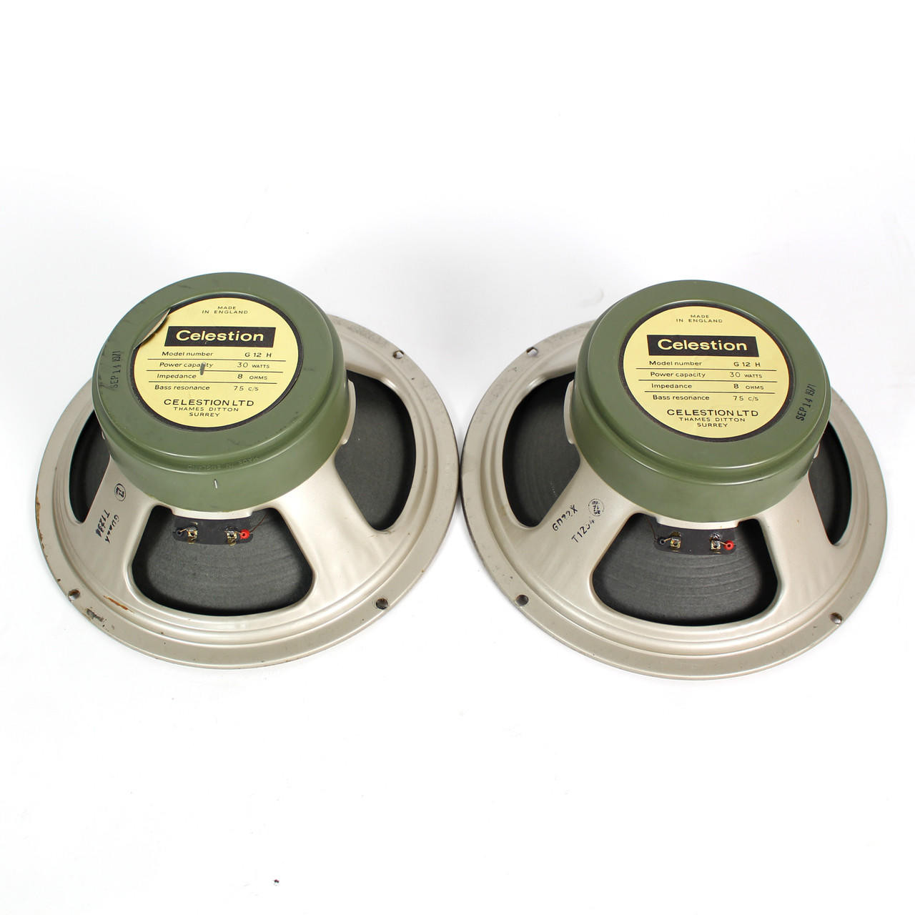 Vintage Pair 1971 Celestion G12H Greenback T1234 Pre-Rola 12