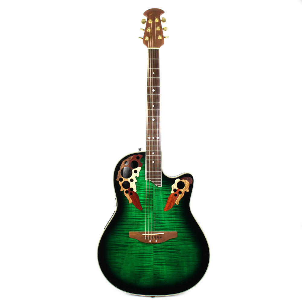 Used Ovation Celebrity CS-257 Acoustic Guitar Flame Maple Green