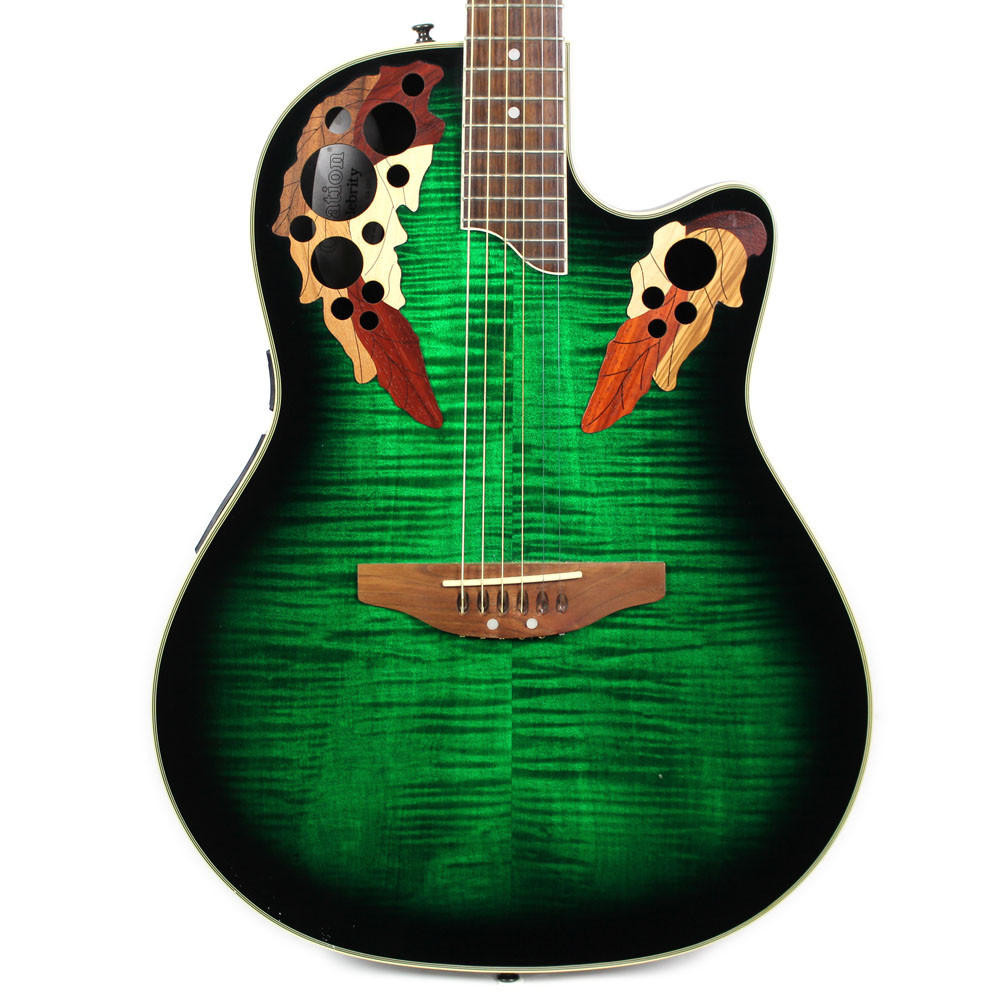 Used Ovation Celebrity CS-257 Acoustic Guitar Flame Maple Green