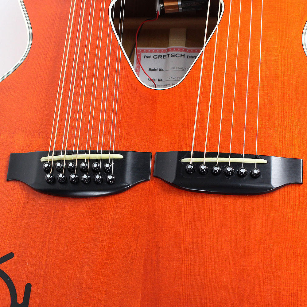 1996 Gretsch 6022-6/12 Double Neck Acoustic Guitar Orange Finish