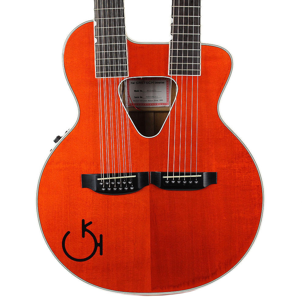 1996 Gretsch 6022-6/12 Double Neck Acoustic Guitar Orange Finish