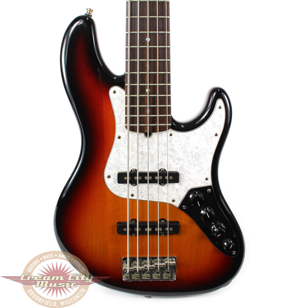 2002 Fender USA American Deluxe Jazz Bass Guitar 5-String Sunburst