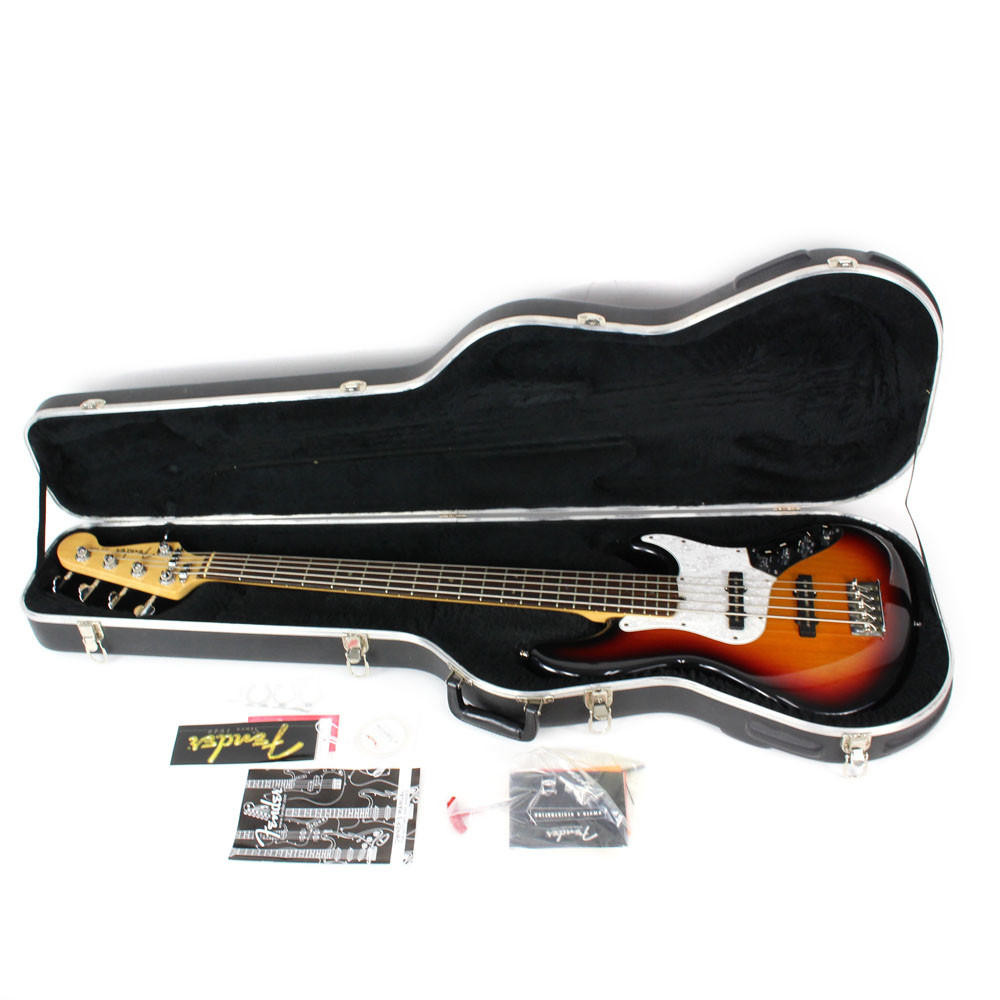 2002 Fender USA American Deluxe Jazz Bass Guitar 5-String Sunburst