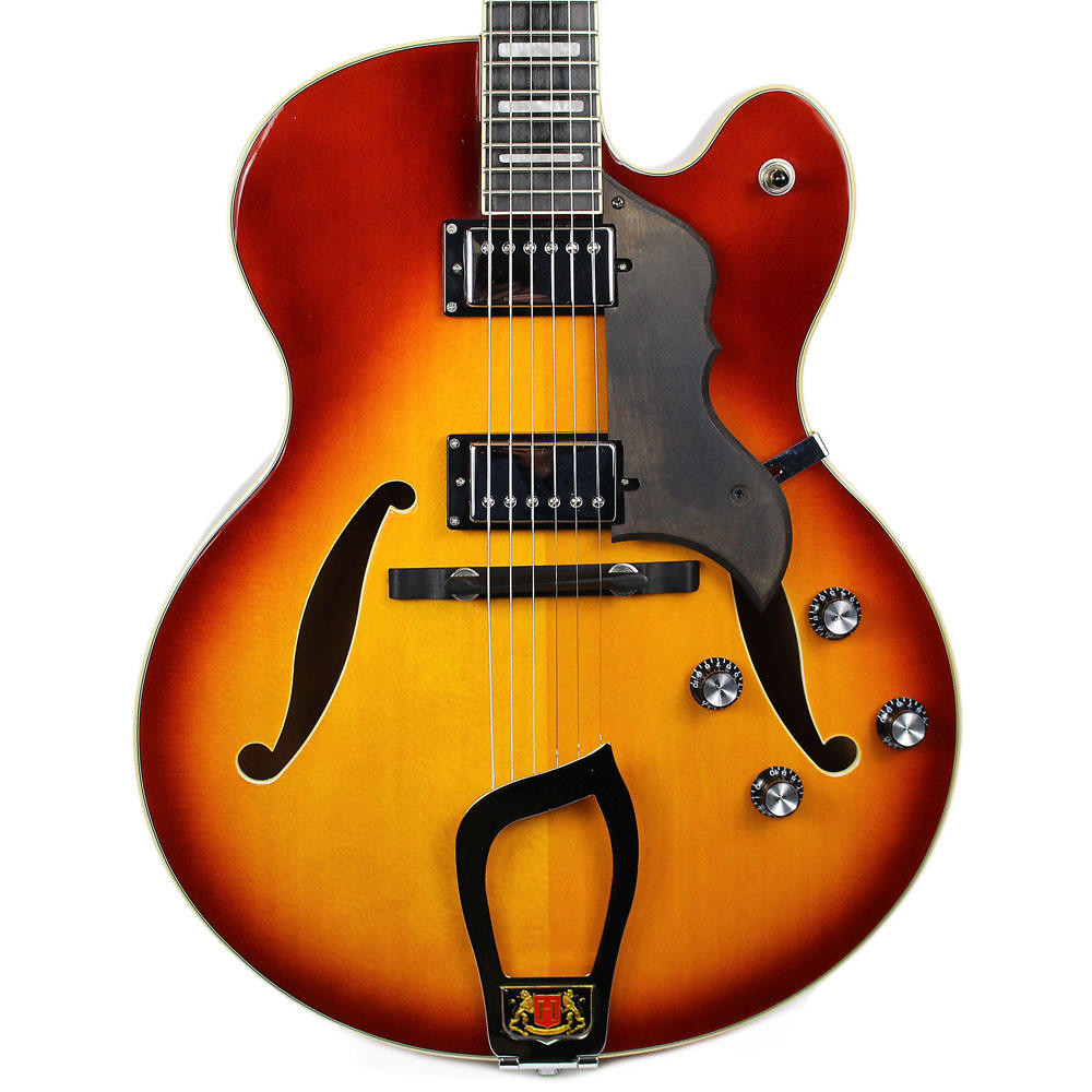 Used Hagstrom HJ800 Hollow Body Electric Guitar Sunburst | Cream