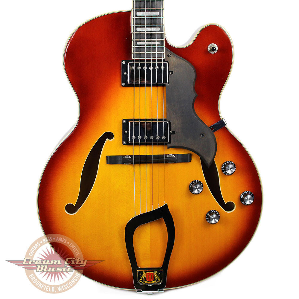 Used Hagstrom HJ800 Hollow Body Electric Guitar Sunburst | Cream
