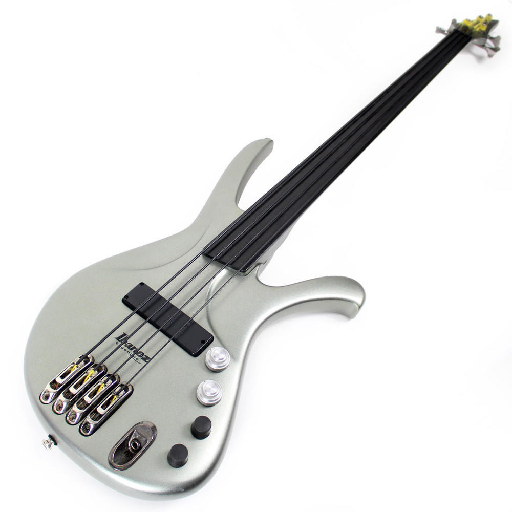 Used Ibanez Ergodyne EDA 900F Fretless Bass Guitar in Silver Flat