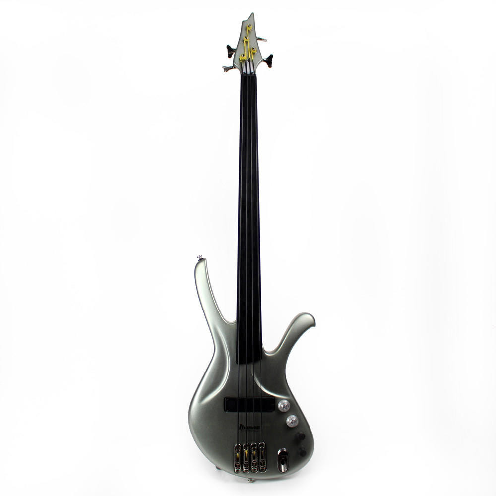 Used Ibanez Ergodyne EDA 900F Fretless Bass Guitar in Silver Flat