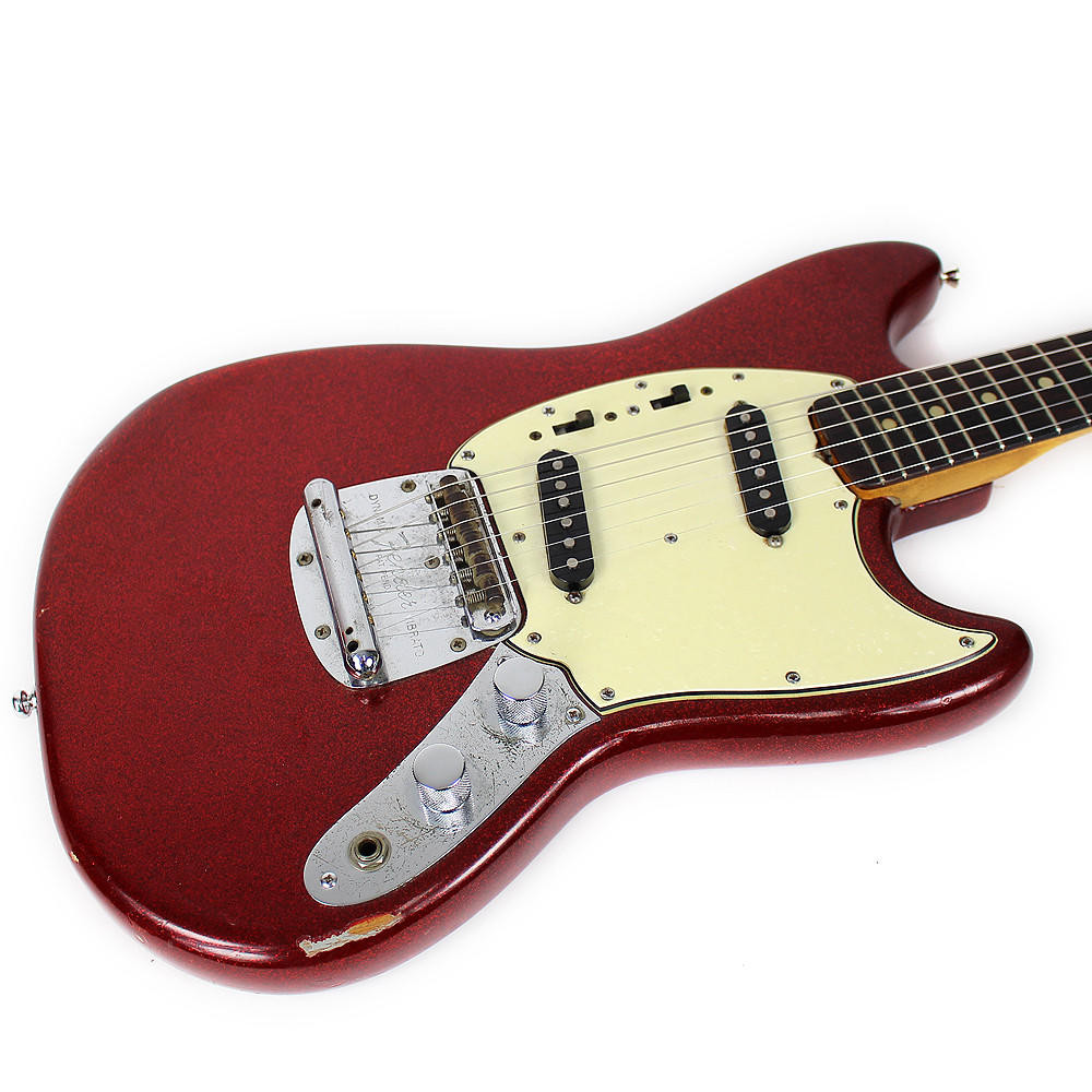 Vintage 1965 Fender Mustang Electric Guitar Refinished In Red