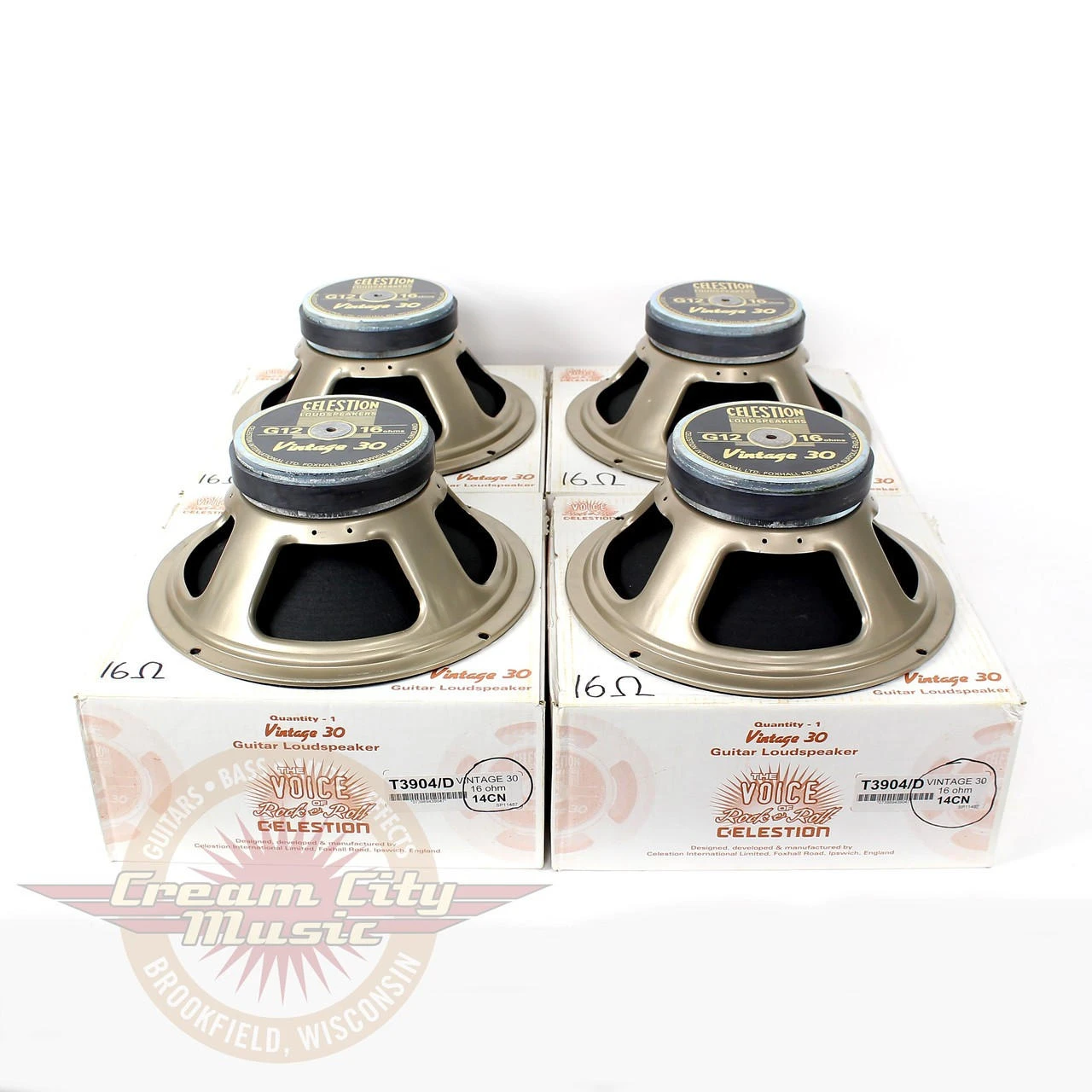 Four N.O.S. 2003 UK-Made Celestion Vintage 30 60W Guitar Speakers 
