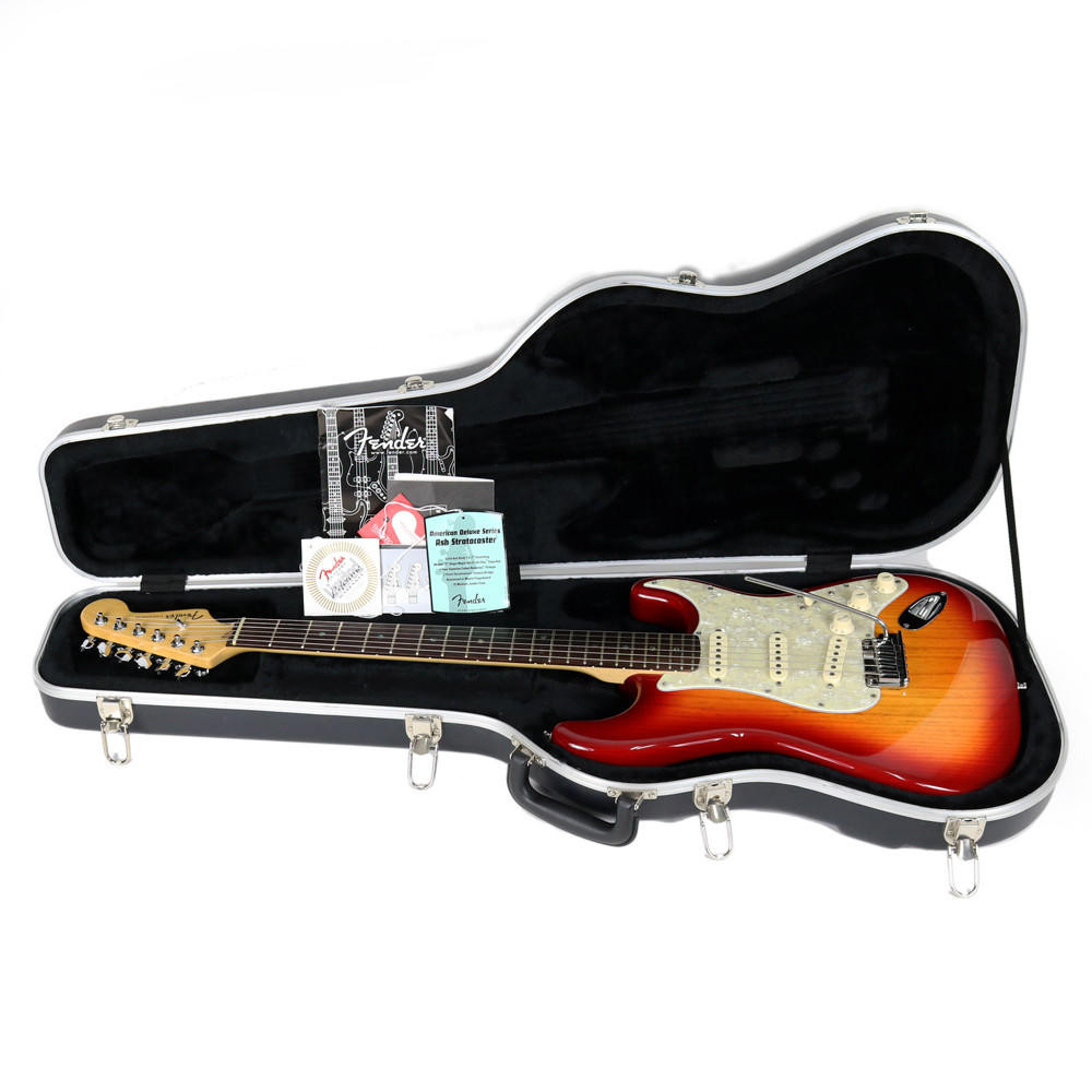 2004 Fender American Deluxe Ash Stratocaster in Aged Cherry Burst