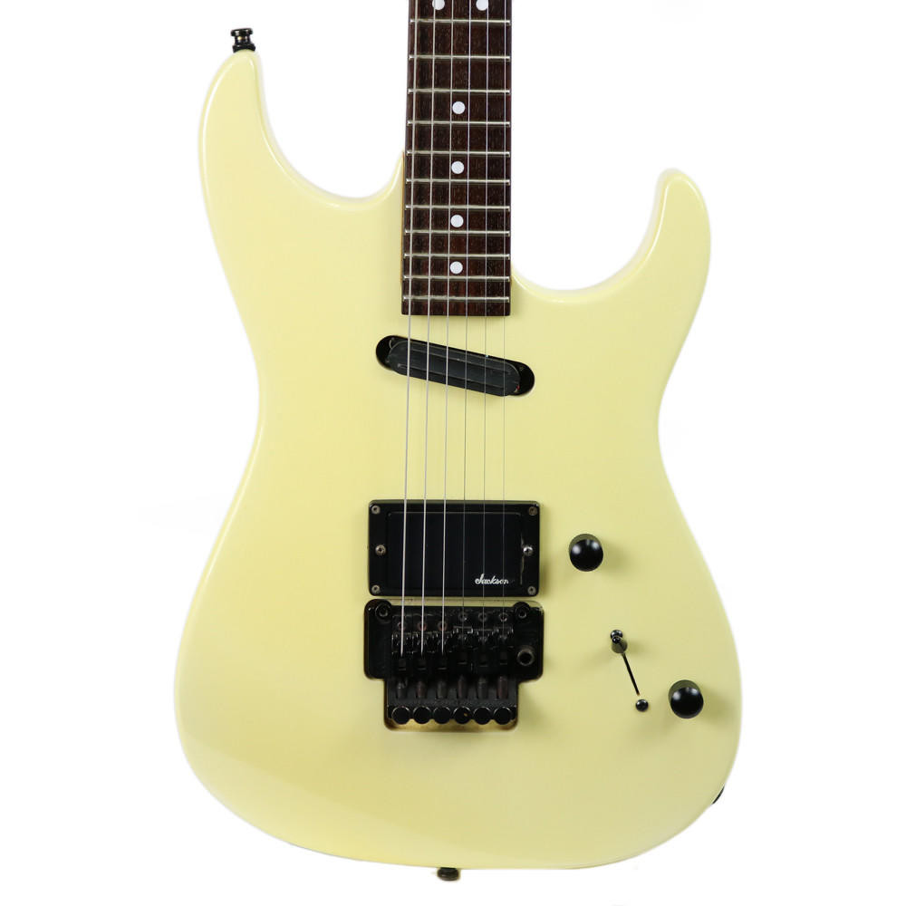 Used Charvel Solid Body Electric Guitar White Pearl Finish | Cream