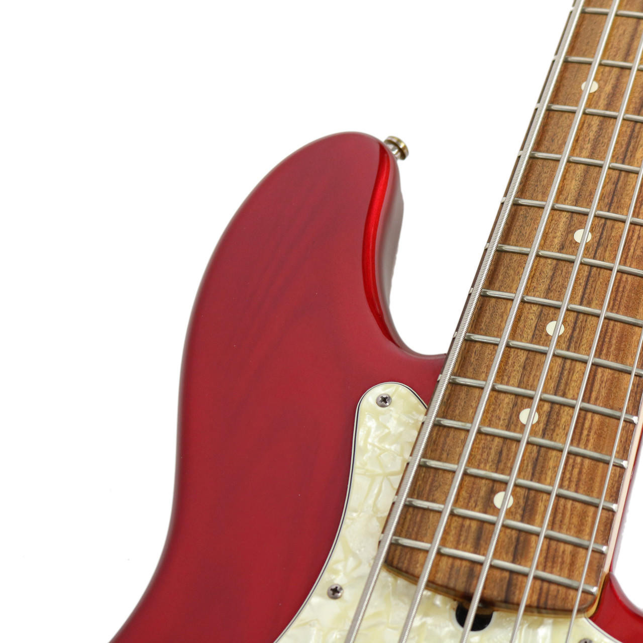 1996 Fender American Deluxe Jazz Bass V Candy Apple Red | Cream