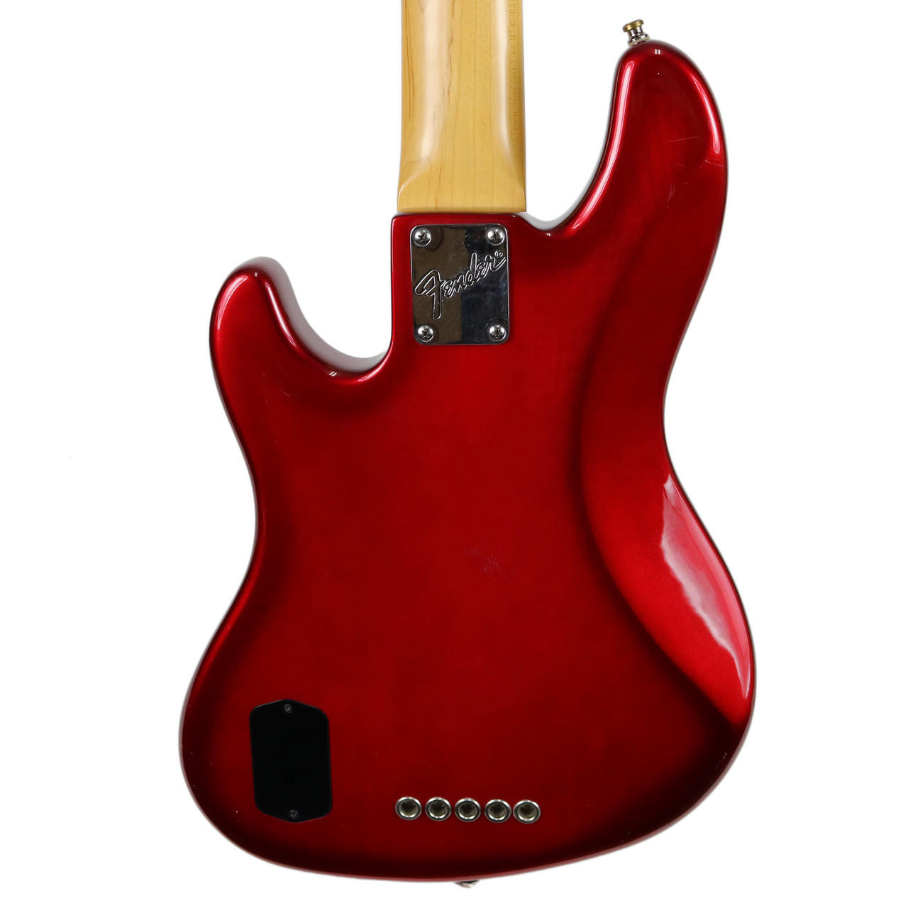 1996 Fender American Deluxe Jazz Bass V Candy Apple Red | Cream