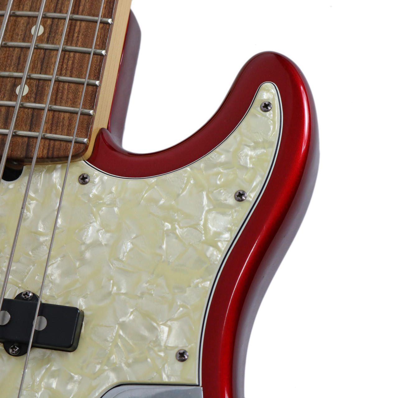 1996 Fender American Deluxe Jazz Bass V Candy Apple Red | Cream